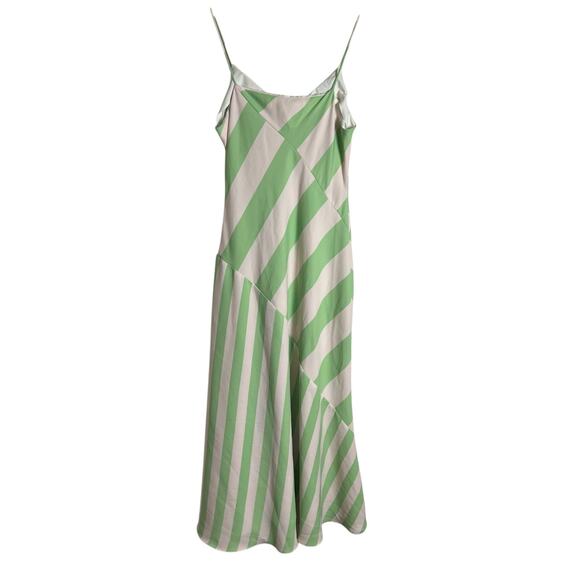 Saunders Collective Mint Imman Striped Sleeveless V-Neck Slip Midi Dress Size 12 - Picture 12 of 13